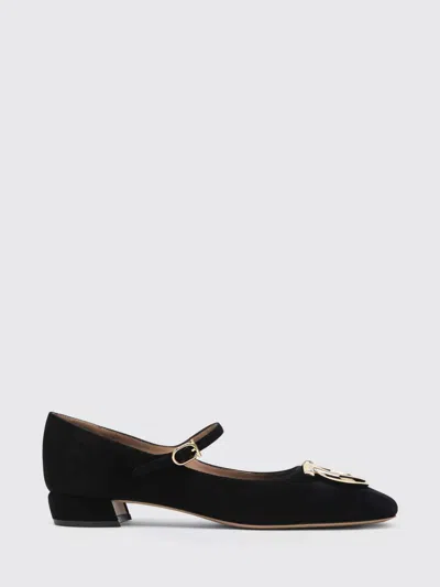 Ferragamo Leather Ballerinas With Square Toe And Adjustable Strap Closure In Black