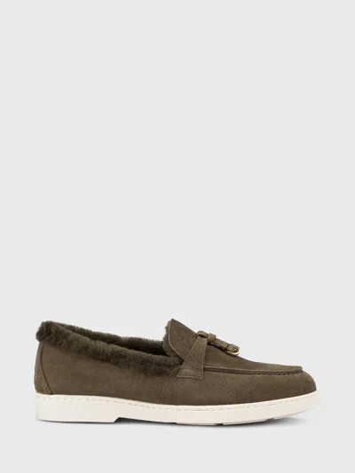 Doucal's Shearling-trim Suede Loafers In Green
