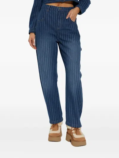 Munthe Pinstripe Utility Trousers In Blue