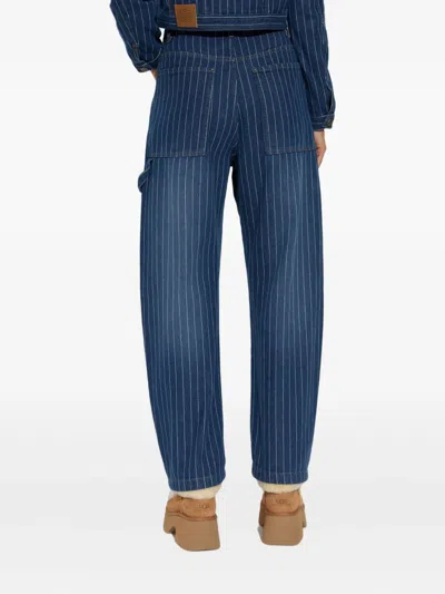 Munthe Pinstripe Utility Trousers In Blue