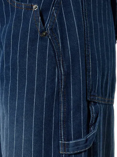Munthe Pinstripe Utility Trousers In Blue