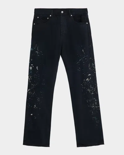 Purple Men's Beaded Splatter Five-pocket Pants In Black