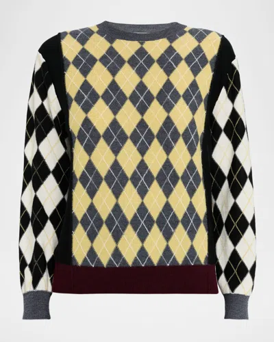 Zankov Reed Merino Wool Colorbock Argyle Sweater In Multi