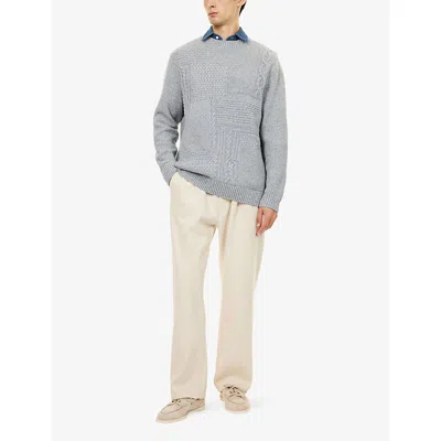 Barbour Mens Grey Marl Casey Crewneck Knitted Wool And Cotton Jumper In Gray