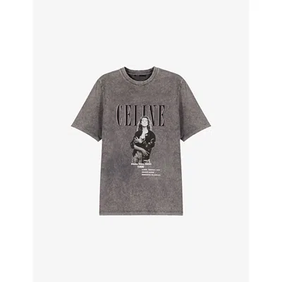 Maje Womens Grey Celine Dion Graphic-print Cotton T-shirt In Gray