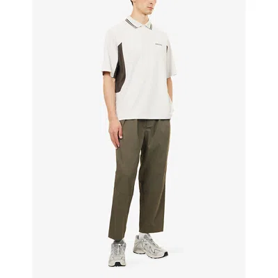 Manors Mens Ivory Arc Logo-print Woven Polo T-shirt Xl In White