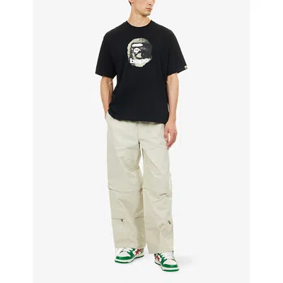 A Bathing Ape Mens Black Bape Ape Head Graphic-print Cotton T-shirt In Black