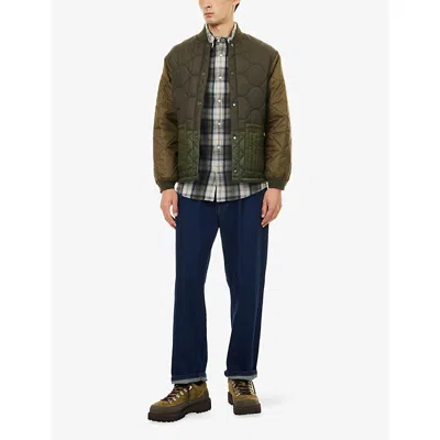 Barbour Mens Navy Sillwith Checked Brushed-cotton Shirt In Brown