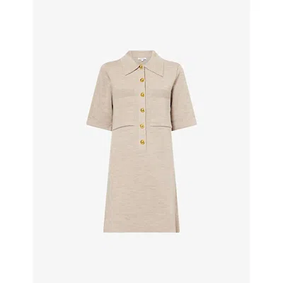 Veronica Beard Womens Oatmeal Melange Madden Short-sleeves Wool Mini Dress In Neutral