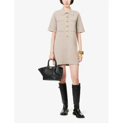 Veronica Beard Womens Oatmeal Melange Madden Short-sleeves Wool Mini Dress In Neutral