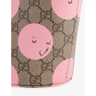 Gucci Be Ebo Rosa/freesia Kids' Printed Gg Canvas Top Handle Bag In Brown