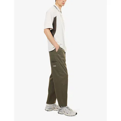 Manors Mens Dark Olive Pleated Straight-leg Woven Chinos In Green