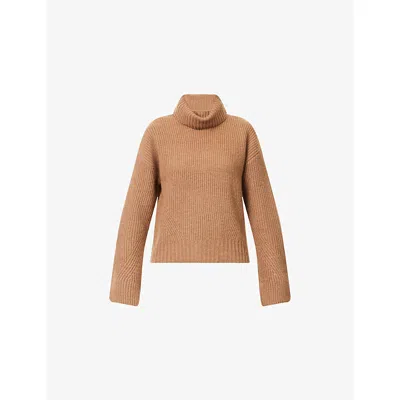 Veronica Beard Womens Dark Acorn Melange Matilda Turtleneck Wool And Cashmere Jumper In Brown