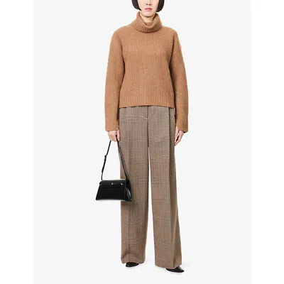 Veronica Beard Womens Dark Acorn Melange Matilda Turtleneck Wool And Cashmere Jumper In Brown