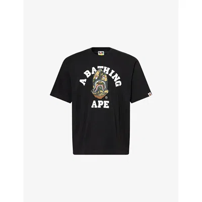 A Bathing Ape Mens Black 1st Camo Shark Graphic-print Cotton T-shirt Xl In Black