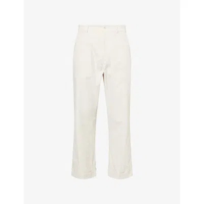 Manors Mens Ivory Work Cuffed-hem Straight-leg Woven Trousers In White