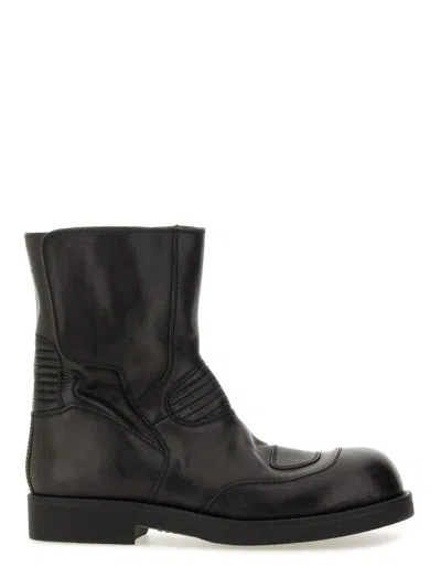 Mm6 Maison Margiela Leather Biker Boot In Black