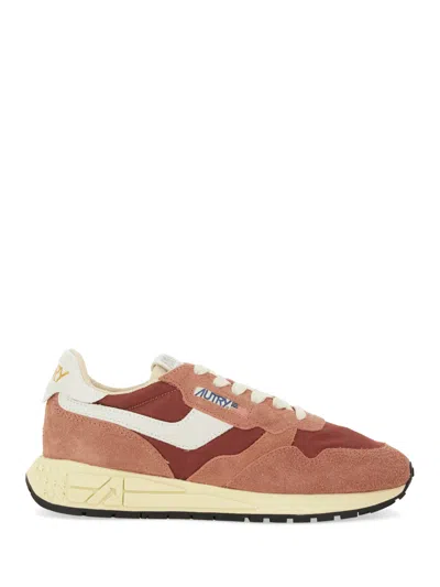 Autry Reelwind Leather-trimmed Suede And Shell Sneakers In Red