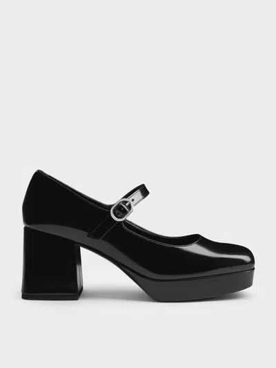 Charles & Keith - Platform Block-heel Mary Jane Pumps In Black