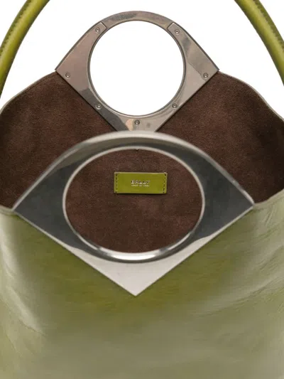 Bally Anni Moon Circular-handle Leather Tote Bag In Green