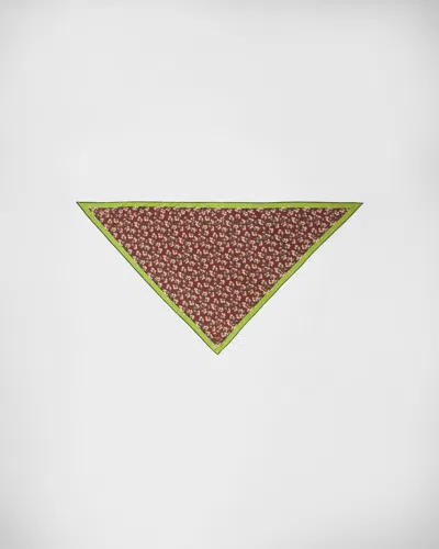 Prada Bedruckter Schal Aus Seiden-twill In Brown