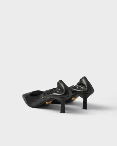 Prada Pointed Toe Kitten Heel Pumps With Ruched Detail In Black