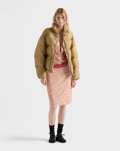 Prada Medium-weight Technical Fabric Down Jacket In Brown