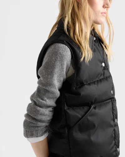 Prada Re-nylon Down Vest In Black