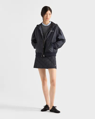 Prada Lightweight Re-nylon Hooded Blouson Jacket In Blue