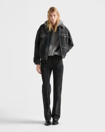 Prada Corduroy Blouson Jacket In Gray