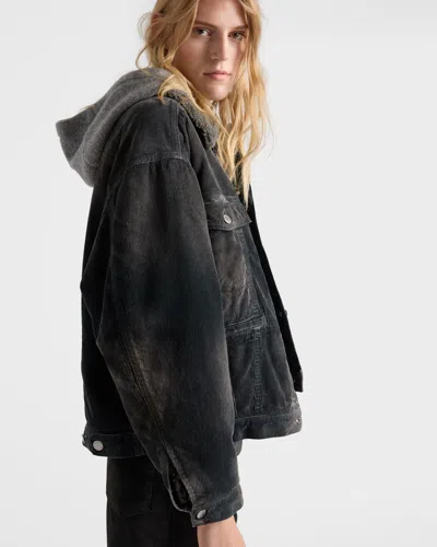 Prada Corduroy Blouson Jacket In Gray