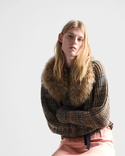 Prada Womens Brown Crewneck Cashmere And Wool Jumper In Brown