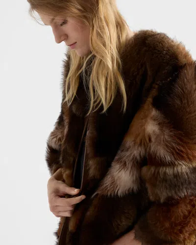 Prada Patchwork Shearling Coat In Multi