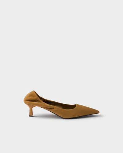 Prada Suede Pumps In Brown