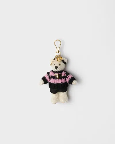 Prada Teddy-bär-taschenanhänger Mit Ring Aus Metall In Multi