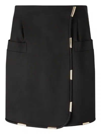 Genny Wrap Mini Skirt With Metallic Details In Black