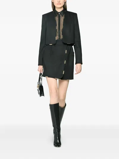 Genny Wrap Mini Skirt With Metallic Details In Black