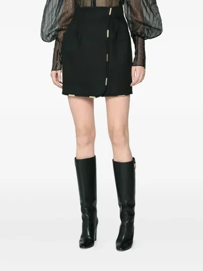 Genny Wrap Mini Skirt With Metallic Details In Black