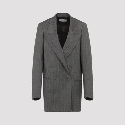 Dries Van Noten Grey Melange Wool Blink Jacket In Black