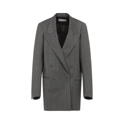 Dries Van Noten Grey Melange Wool Blink Jacket In Black