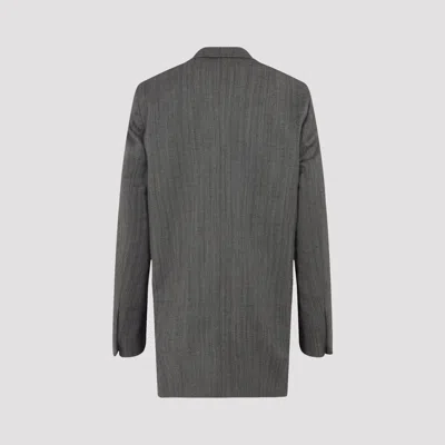Dries Van Noten Grey Melange Wool Blink Jacket In Black