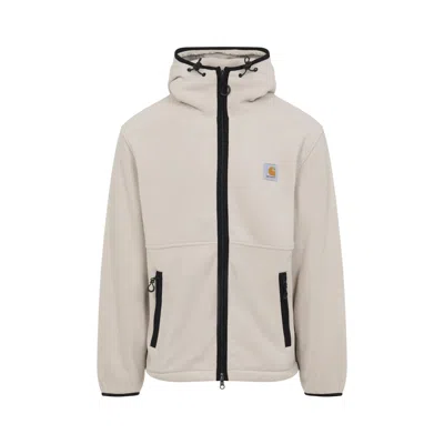 Carhartt Fleece Jacket With Adjustable Hood And Zippered Pockets In Neutral