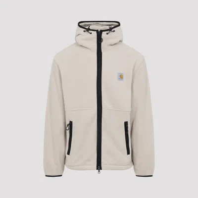 Carhartt Fleece Jacket With Adjustable Hood And Zippered Pockets In Neutral