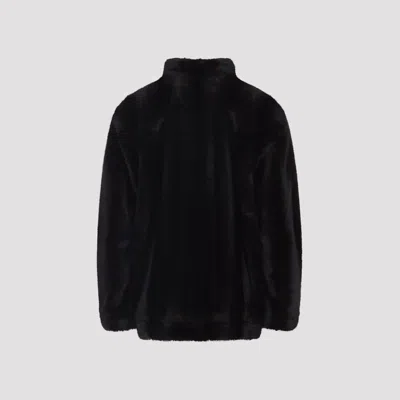 Mm6 Maison Margiela Luxurious Faux Fur High Collar Jacket In Black