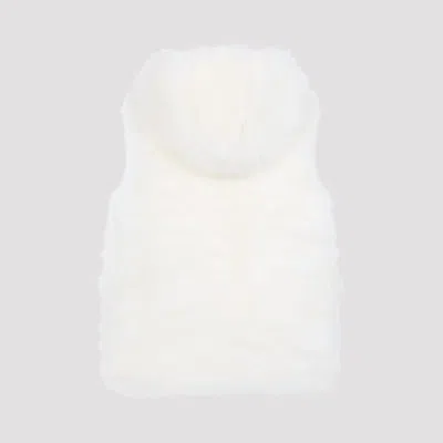 Yves Salomon Plush Lamb Fur Vest With High Collar And Down Insulation In White
