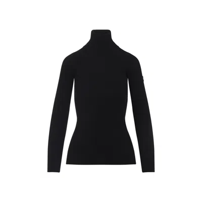 Yves Salomon Fitted Long-sleeve Turtleneck Sweater With Ribbed Knit Texture In Animal Print