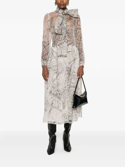 Paul & Joe Graphic-print Silk Skirt In Multi