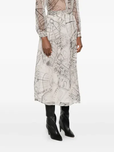 Paul & Joe Graphic-print Silk Skirt In Multi