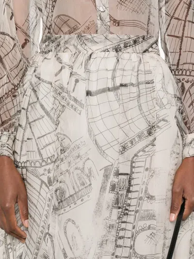 Paul & Joe Graphic-print Silk Skirt In Multi