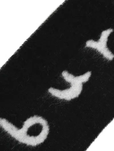 Burberry Fringed Scarf In Black